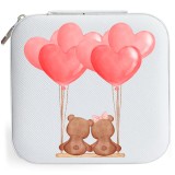 Cutie de bijuterii portabila, personalizata inimioare indragostiti, 10x10x5 cm, alba, ideala cadou pentru ea