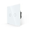 Intrerupator touch dublu cu indicator luminos, Luxion LX-ST-201G-W, incastrat, rama din sticla inclusa, alb