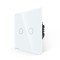 Intrerupator touch dublu cu indicator luminos, Luxion LX-ST-201G-W, incastrat, rama din sticla inclusa, alb