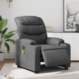 VidaXL Fotoliu de masaj electric rabatabil, gri, piele ecologică