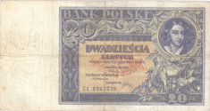 Polonia bancnota 20 zloti 1931 foto