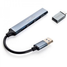 Extender Hub Usb cu 4 Porturi Compatibil cu Telefoane Mobile si PC Treqa