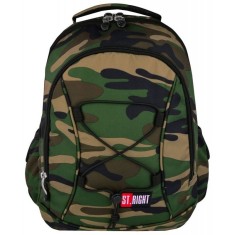 Ghiozdan cu 3 compartimente, 2 buzunare laterale, kaki camuflaj,40x30x20 cm