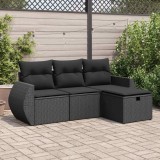 Cumpara ieftin Gossi set mobilier de gradina cu perne, 4 piese, negru, poliratan