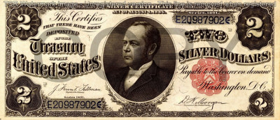 2 dolari 1891 Reproducere Bancnota USD , Dimensiune reala 1:1 foto