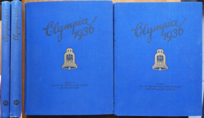 Olimpiada de iarna si vara din Germania, 1936, 2 volume, mapa si insigna Sutu