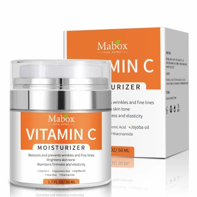 Crema hidratanta de fata Mabox cu Vitamina C Acid Hialuronic Ulei de Jojoba Aloe Vera si Niacinamida 50 ml foto