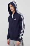 adidas hanorac de bumbac bărbați, culoarea bleumarin, cu glugă, cu imprimeu IC0434