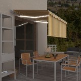 vidaXL Copertină retractabilă manual cu stor&amp;LED galben&amp;alb 3,5x2,5 m