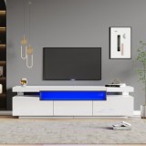 Elegant mobilier TV lucios cu iluminare LED &icirc;n 16 culori, Alb | Aosom Romania