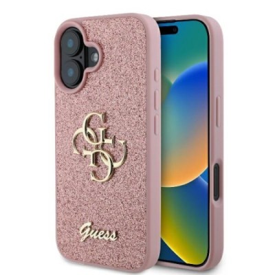 Husa pentru iPhone 16 - Guess Glitter Fixed Big 4G (GUHCP16SHG4SGP) - Pink foto