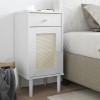 VidaXL Noptieră SENJA, aspect ratan alb, 40x35x80 cm, lemn masiv pin 358017