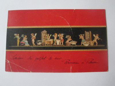 Carte postala Farmacisti Pompei-Casa dei Vettii,circulata 1905 foto