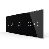 Cumpara ieftin Panou din sticla pentru intrerupator touch Livolo, dublu + simplu + dublu, negru