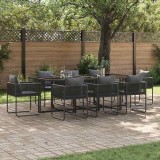 VidaXL Set de masă pentru grădină 9 pcs Negru Oțel