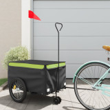 VidaXL Remorcă pentru biciclete, negru și verde, 30 kg, fier