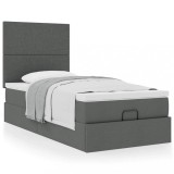 VidaXL Pat otoman cu saltea țesătură gri &icirc;nchis 90x200 cm 3313044