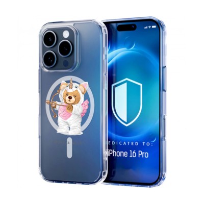Husa pentru iphone 16 pro max, atasare magnetica, magsafe, make a wish, clear foto