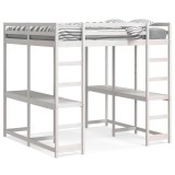 Cumpara ieftin Cadru pat supraetajat cu birou/scara, alb, 180x200 cm, lemn pin