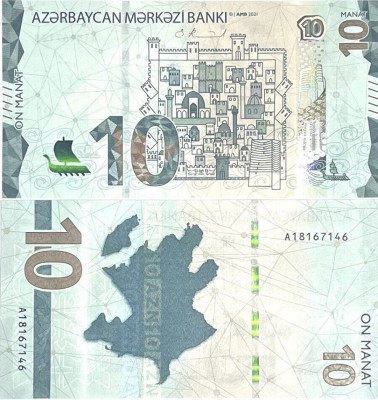 AZERBAIDJAN 10 manat 2021 UNC!!! foto