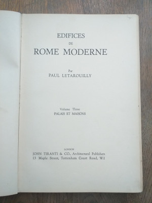 EDIFICES DE ROME MODERN- E PAUL LETAROUILLY, 1923, VOLUMELE 3 SI 4, COLIGATE foto