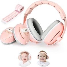 Casti Antifonice 2 in 1 Pentru Bebelusi si Copii 3-48 luni WePro Store, Bentita Elastica Moale si Clasica Superioara, protectie auditiva in medii zgom