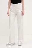 adidas Originals pantaloni PINSTRIPE PANTS femei, culoarea bej, lat, high waist, JJ3483
