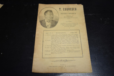 revista istorica T. Codrescu nr. 8 1916 Iasi Ghibanescu foto