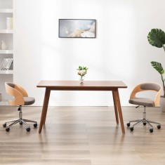 vidaXL Scaun de birou pivotant, gri taupe, lemn curbat ?i textil foto