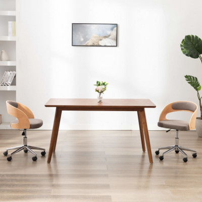 vidaXL Scaun de birou pivotant, gri taupe, lemn curbat și textil foto