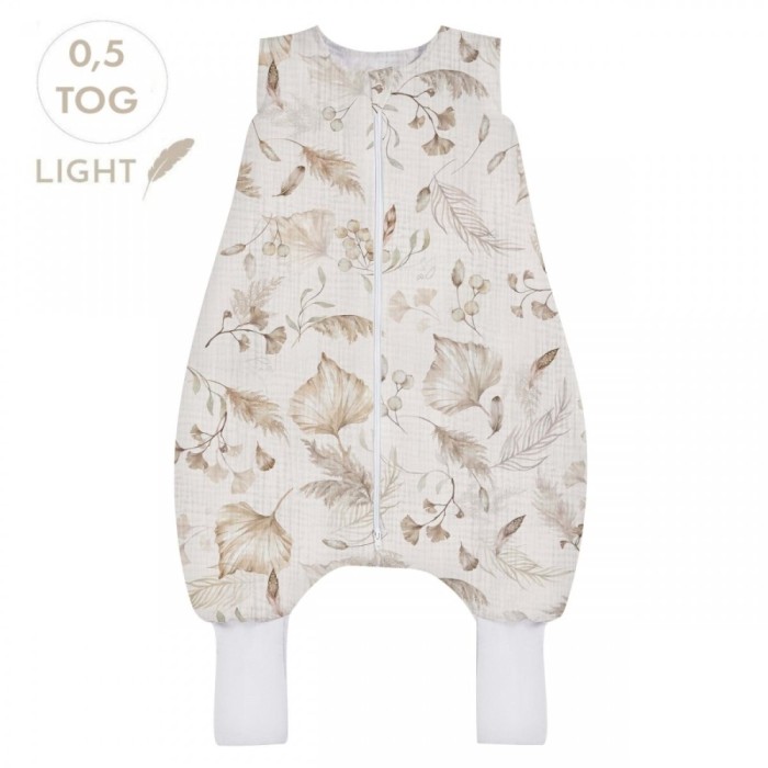 Sac de dormit cu picioare, bumbac muselina 0.5 Tog, Boho, XS 74 80, 6-12 luni