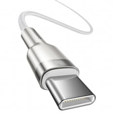 Cablu Alimentare si Date Baseus Cafule Metal Fast Charging USB Type-C la USB Type-C 100W braided 1m Alb foto