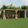 Pavilion Gradina 6x3m Gri Taupe Otel cu Draperii, Acoperis Retractabil, Protectie UV Insecte