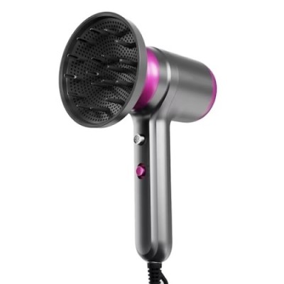 Uscator de par, cu 2 trepte de viteza, 2 capete, putere 1250 W, cu functia aer rece/cald, gri/fucsia foto