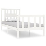 Cumpara ieftin Cadru de pat single, alb, 90x190 cm, lemn masiv