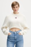 Tommy Jeans pulover din amestec de l&acirc;nă culoarea alb, DW0DW21677