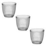 Set 3 Pahare de Apă din Sticlă, 280 ml, cu Dungi Verticale, CMCLASS