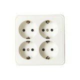 Priza Schuko cu 4 intrari, impamantare alba PT 16A, 250V aplicata cu protectie pentru copii Breckner Germany