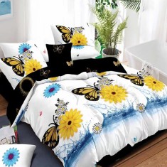 Lenjerie pat dublu,bumbac finet,6 piese,cearceaf normal 220x240cm, cearceaf pilota 200x220cm, 2 fete de perna 50x70, 2 fete de perna 70x70-M149