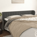 Tablie de pat cu aripioare gri &icirc;nchis 183x23x78/88 cm catifea GartenMobel Dekor, vidaXL
