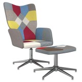 Cumpara ieftin Scaun de relaxare cu taburet, textil, petice