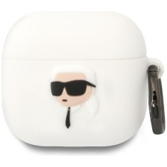 Husa pentru apple airpods 4 - karl lagerfeld silicone nft karl head 3d - white foto