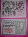 HOPCT BANCNOTA NOTGELD NR 53 - GEMEINDE BADEN SI RUPPERSTHAL - SET 2 BUC -50 SI 50 HELLER 1920 -AUSTRIA-UNC