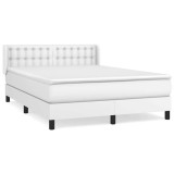 Cumpara ieftin Pat box spring cu saltea, alb, 140x200 cm, piele ecologica