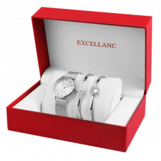 Set cadou Excellanc pentru dama cu ceas și două brățări Silver Circle