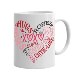 Cana Ceramica Alba Personalizata INOVATIX&reg;, 330ml, Text Inima, Portret, Sublimare, Cadou Universal Familie