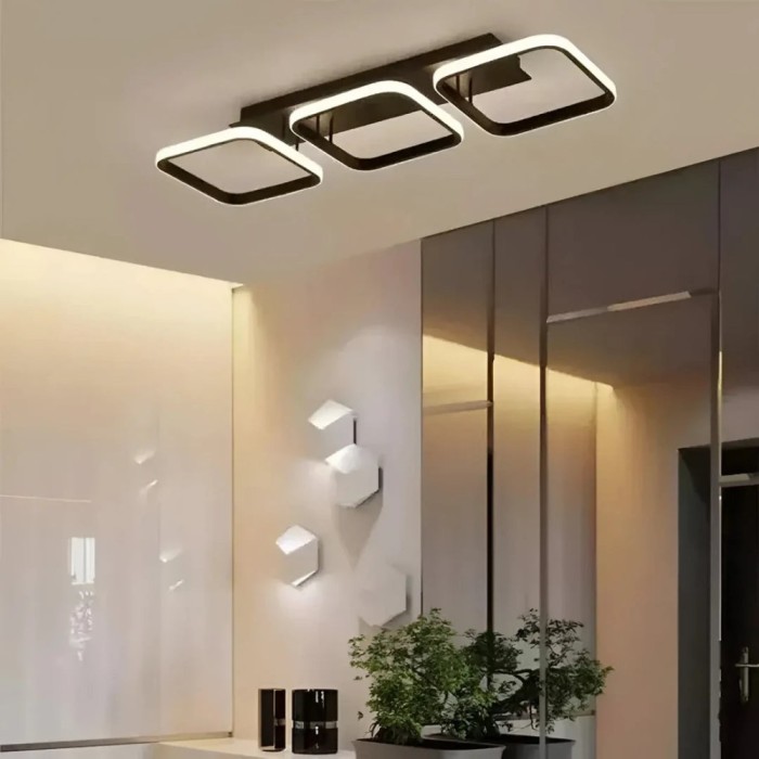 Lustra LED VERTEX 32W, 3 Patrate, Liniara, lumina Rece/Calda/Neutra, Neagra ModernLight Concept