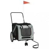 Cumpara ieftin Remorca bicicleta animale companie, gri/negru, oxford/fier