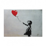 Cumpara ieftin Tablou decorativ Wallxpert 966BRS1111, Fata cu balonul de Banksy, 50x70 cm, Multicolor