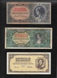 Set Ungaria 1946, 10000, 100000, 1000000 Milpengo, F-VF. Bancnote Colectie Ungaria